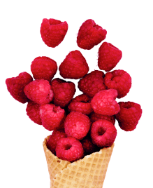 Малина в рожке.